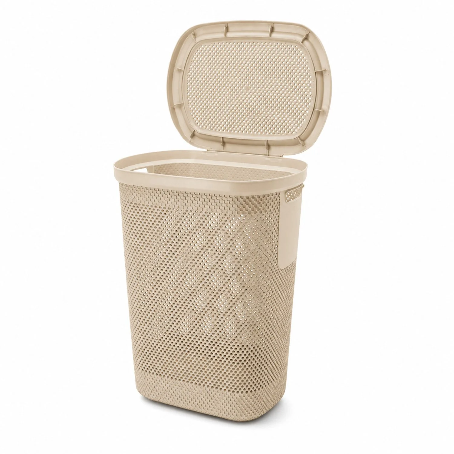 MOJAWO Wäschekorb mit Deckel 58 L beige Wäschetruhe