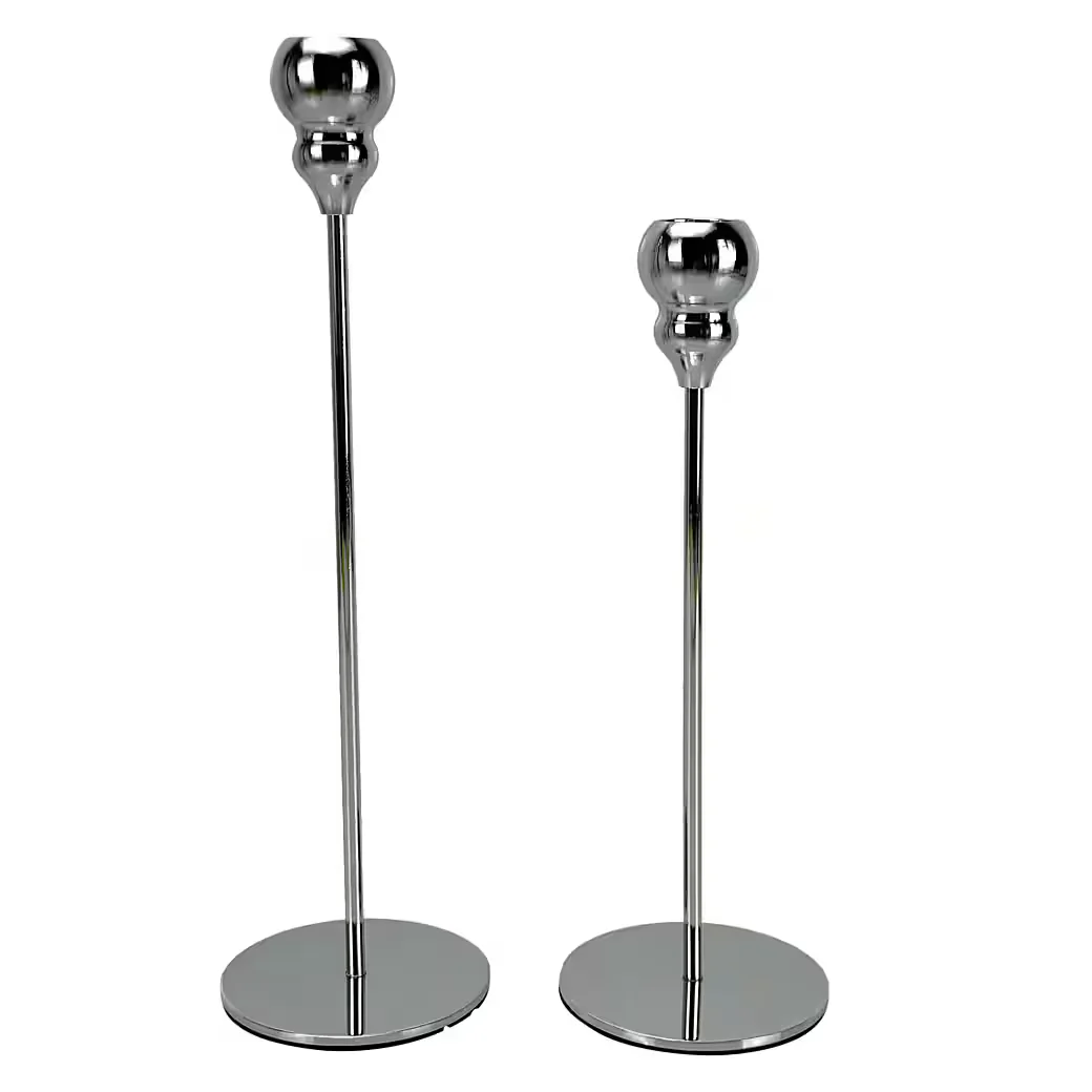 ONLINE-FUCHS Kerzenhalter Set aus Metall 2 Stabkerzenständer modern