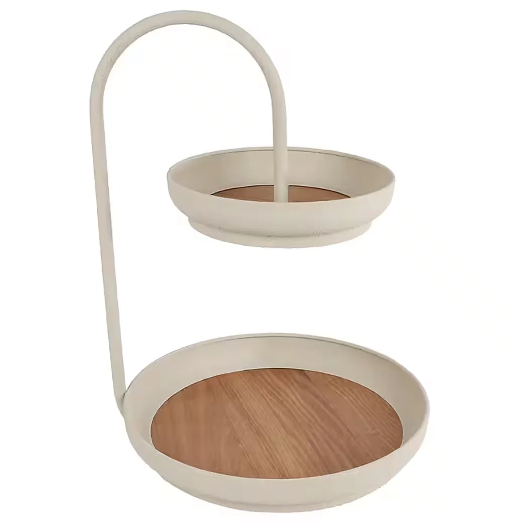 MACOSA HOME Etagere Mangoholz Metall creme 40 cm Dekoetagere