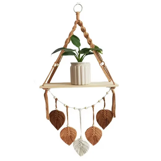 COONOOR Boho Makramee Holzregal Wandbehang Wanddeko