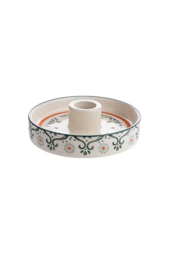 TRANQUILLO Kerzenhalter Steinzeug orientalisch handgestempelt 11x3 cm