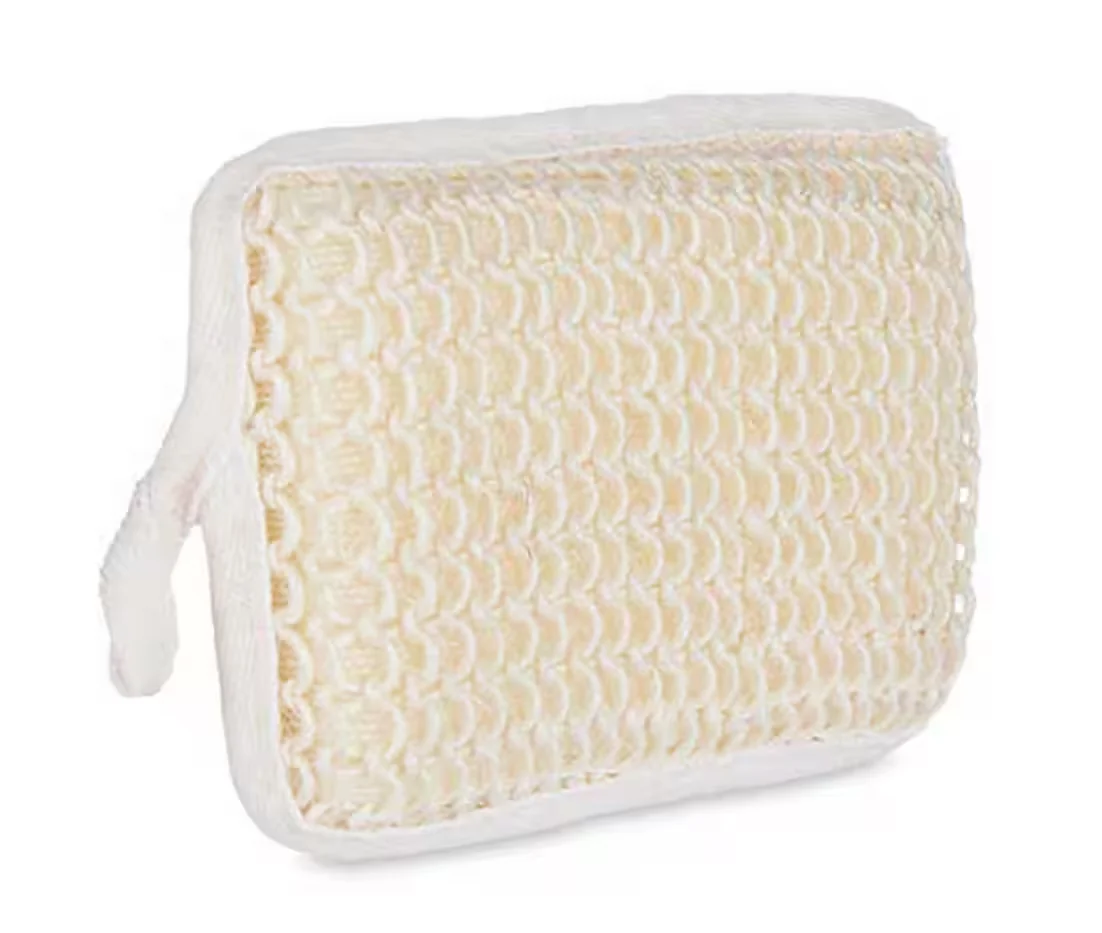 BERILO Dusch- und Badeschwamm aus Sisal 16,5x11x3 cm Weiß-Beige