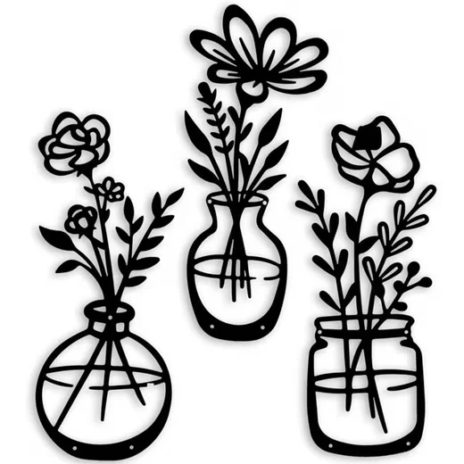 COONOOR Wanddeko Set 3 Metall Blumen Vasen minimalistische Wandkunst