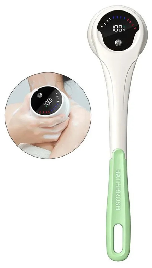 Dopwii Elektrische Duschbürste Rücken, langer Stiel, 5 Köpfe Massage