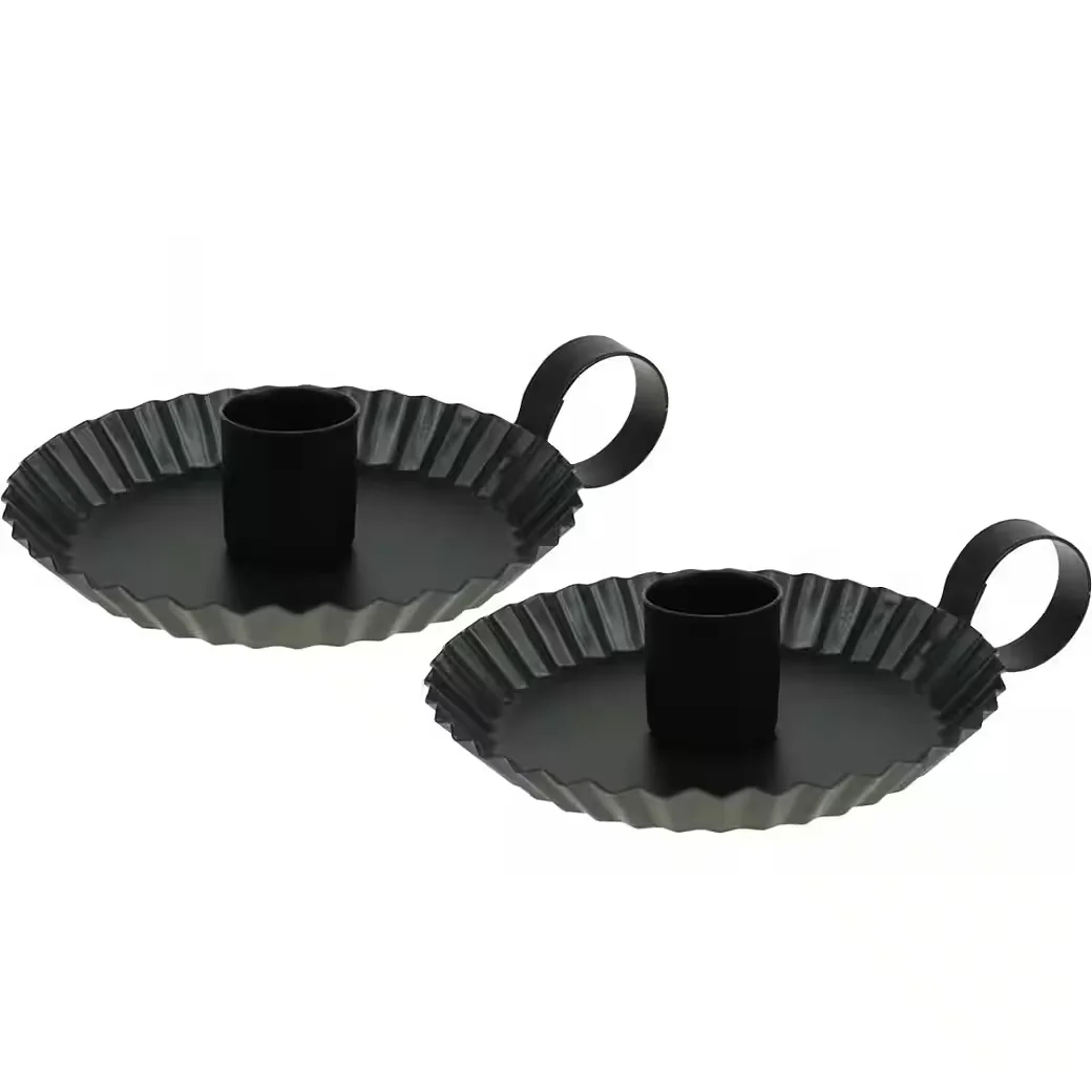 FLORISTS PRODUCTS Stabkerzenhalter Metall schwarz rund, 4er Set