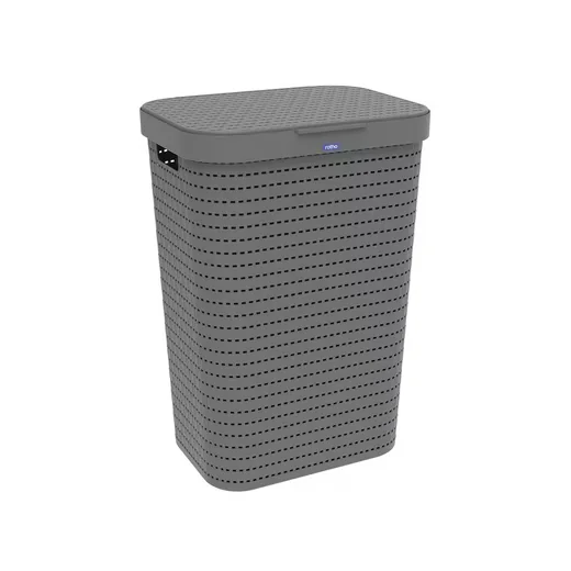 ROTHO Country Wäschekorb Wäschesammler 55 l mit Deckel und Griffen
